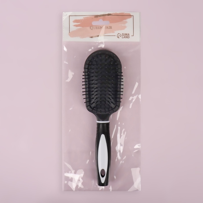 Расчёска массажная, 6,7 &times; 24 см, цвет чёрный/белый