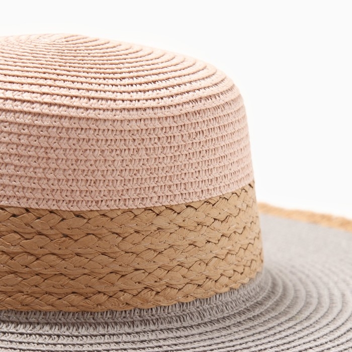 Шляпа женская MINAKU, цвет серый/розовый, р-р 58 Шляпа женская MINAKU, цвет серый/розовый, р-р 58