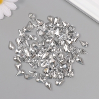 Декор для творчества пластик "Стразы капля. Серебро" набор 100 шт 0,8х1,3 см Декор для творчества пластик "Стразы капля. Серебро" набор 100 шт 0,8х1,3 см