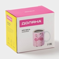 Кружка - хамелеон керамическая Доляна &laquo;Фламинго&raquo;, 350 мл, цвет розовый