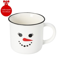 Кружка фарфоровая Доляна &laquo;Новый год. Снеговик&raquo;, 380 мл, цвет белый