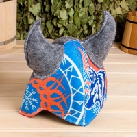 Шапка для бани "Викинг" волк, синий Шапка для бани "Викинг" волк, синий