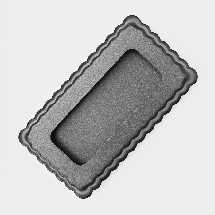 Форма для выпечки &laquo;Рифлёный прямоугольник&raquo;, 12&times;6,5 см, съёмное дно, антипригарное покрытие, цвет чёрный