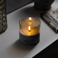 Светодиодная свеча золотистая, 10 &times; 10 &times; 10 см, пластик, стекло, батарейки ААх2 (не в комплекте), свечение тёплое белое