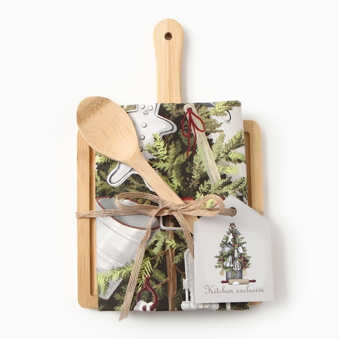 Набор подарочный Этель "Kitchen": полотенце 40х70 см., ложка кух., доска кух.