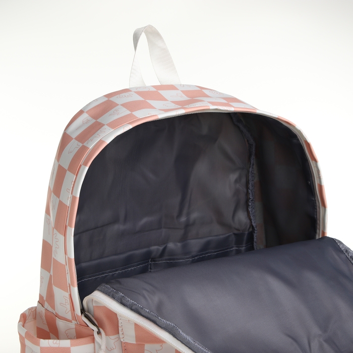 Рюкзак молодёжный из текстиля, 4 кармана, цвет белый/розовый Рюкзак молодёжный из текстиля, 4 кармана, цвет белый/розовый