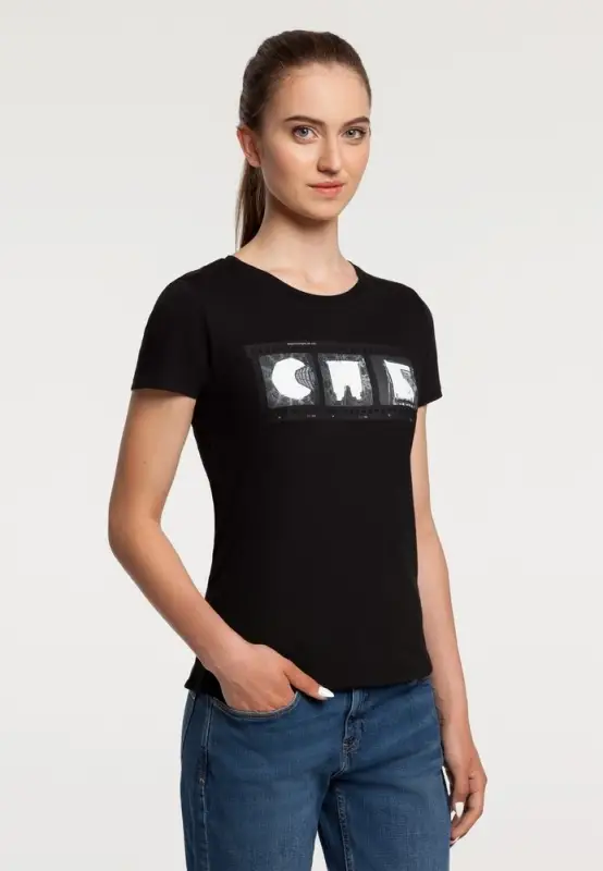 Футболка женская &laquo;Небо-Душа&raquo; (дворы СПб), черная, размер XS