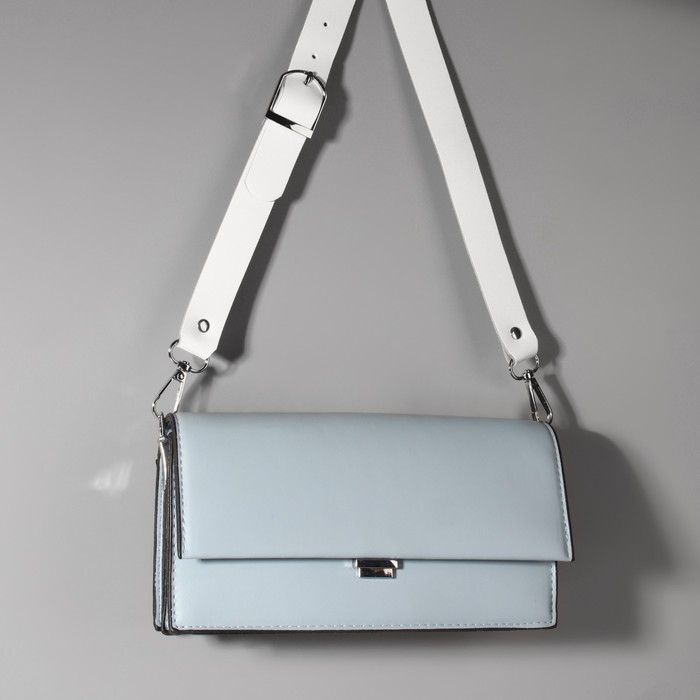 Ручка для сумки из натуральной кожи, регулируемая, с карабинами, 60 &plusmn; 2 см &times; 2,5 см, цвет белый/серебряный
