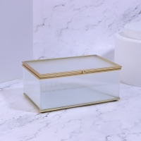 Органайзер для хранения &laquo;RIPPLES&raquo;, с крышкой, стеклянный, с зеркальным дном, с крышкой, 1 секция, 17 &times; 10,5 &times; 7 см, цвет прозрачный/медный