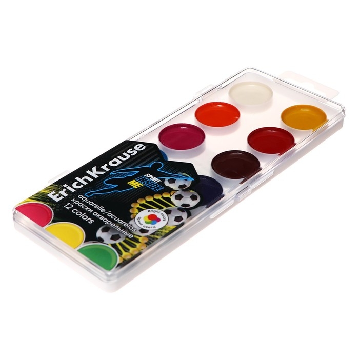 Акварель 12 цветов, ErichKrause Sport DNA, без кисти, пластиковая коробка, европодвес Акварель 12 цветов, ErichKrause Sport DNA, без кисти, пластиковая коробка, европодвес
