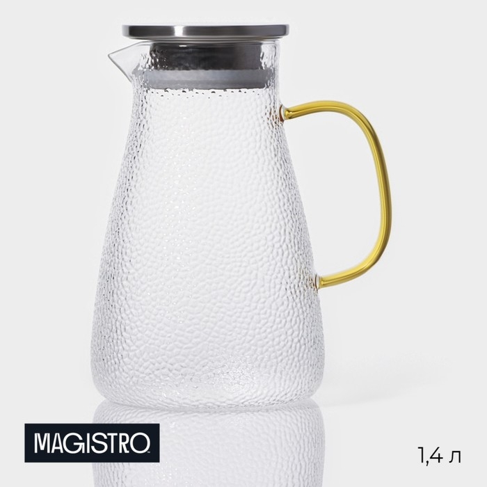 Кувшин для воды стеклянный с металлической крышкой &laquo;Сара&raquo;, 1,4 л, 16,5&times;12,5&times;20,5 см