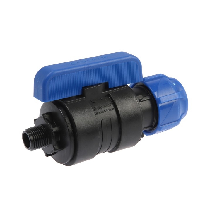 Кран шаровой ПНД Valfex, d=32 мм х 1/2 Кран шаровой ПНД Valfex, d=32 мм х 1/2", цанга/наружная резьба, разборный