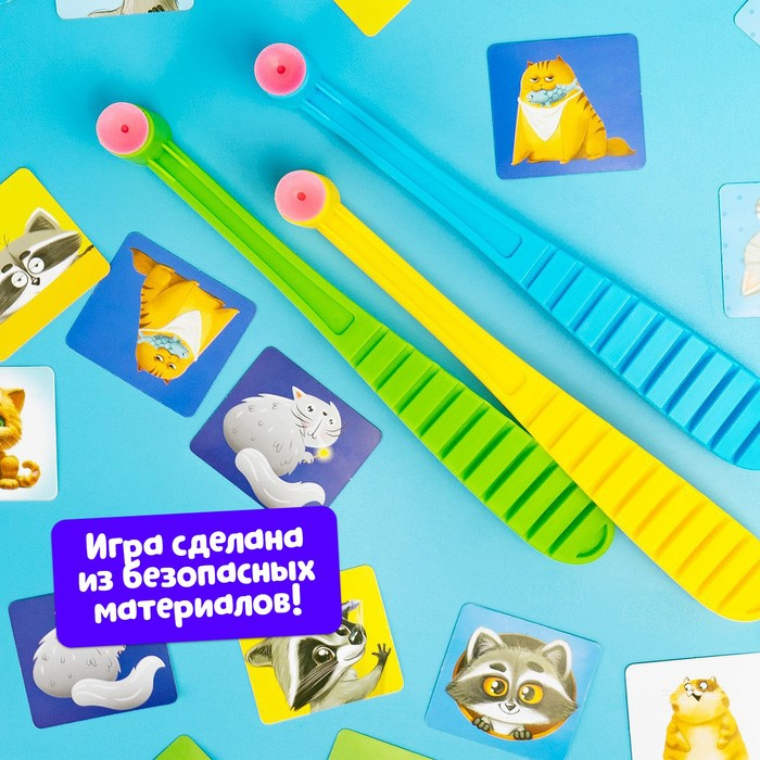 Настольная игра на реакцию и внимание &laquo;Весёлые молоточки&raquo;, котики-енотики, 1-3 игрока, 3+