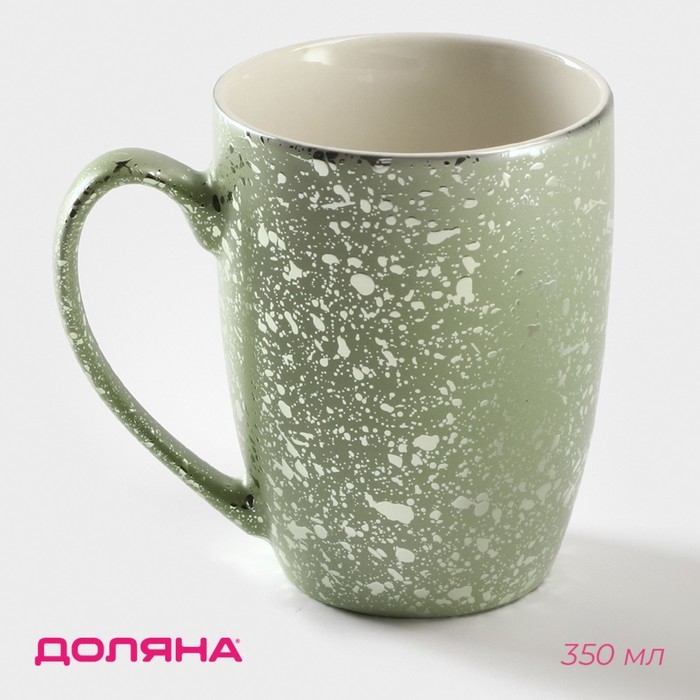 Кружка керамическая Доляна &laquo;Блеск&raquo;, 350 мл, цвет зелёный