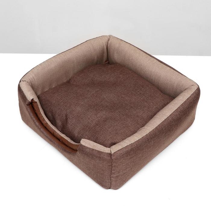 Дом &ndash; трансформер "Квадрат", рогожка, поролон, 43 х 42 х 34 см, бежево-коричневый