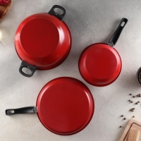 Набор посуды Promo Stone violet: кастрюля 3 л, d=24 см, ковш 1,3 л, сковорода d=24 см, крышки 2 шт, антипригарное покрытие, цвет бордовый Набор посуды Promo Stone violet: кастрюля 3 л, d=24 см, ковш 1,3 л, сковорода d=24 см, крышки 2 шт, антипригарное покрытие, цвет бордовый