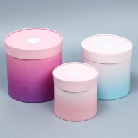 Набор шляпных коробок 3 в 1, упаковка подарочная, &laquo;Градиент&raquo;, 13 х 13 - 18 х 18 см