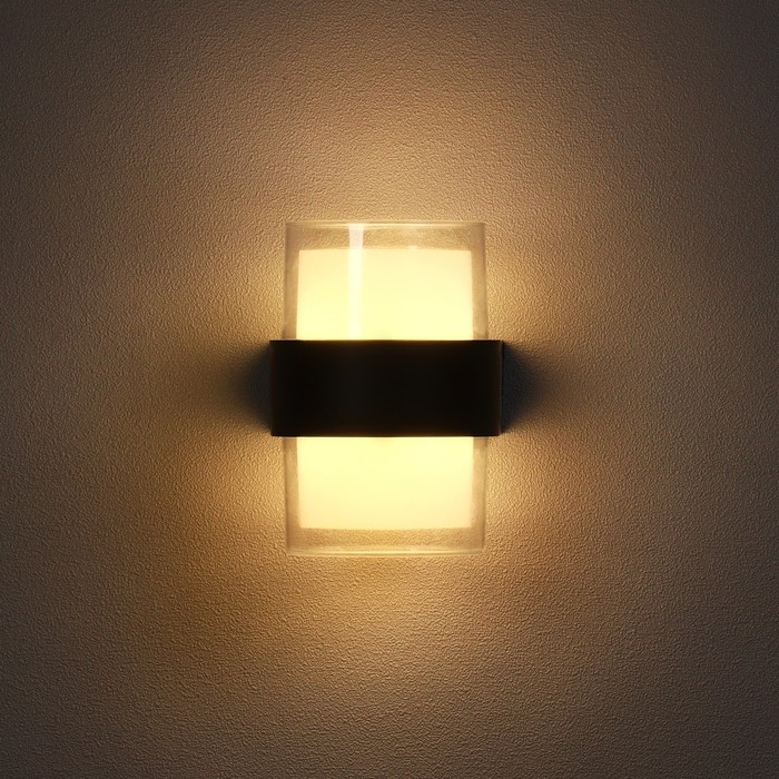 Светильник фасадный «Гранд двойной», FSD-040, 10 Вт, 3000К, IP65, 220 В, пластик, черный Светильник фасадный «Гранд двойной», FSD-040, 10 Вт, 3000К, IP65, 220 В, пластик, черный