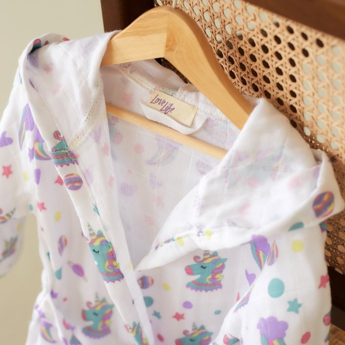 Халат детский муслиновый LoveLife &laquo;Единороги&raquo; (5 лет, рост 110-116 см) 100% хлопок, 235 гр/м2