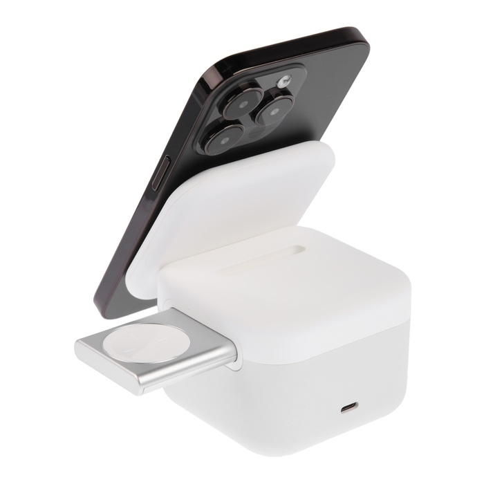 Беспроводное зарядное устройство 3 в 1 H31, 15 W, подсветка, Type-C, белая Беспроводное зарядное устройство 3 в 1 H31, 15 W, подсветка, Type-C, белая