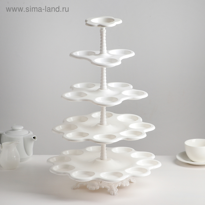 Подставка для пирожных &laquo;Каскад&raquo;, 5 ярусов, цвет белый