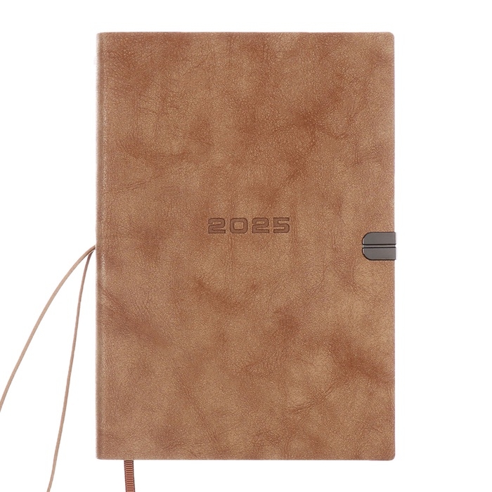 Ежедневник датированный 2025 года, А5, 176 листов ESCALADA, мягкая обложка из искусственной кожи, блинтовое тиснение, ляссе, блок 70 г/м2, бежевый