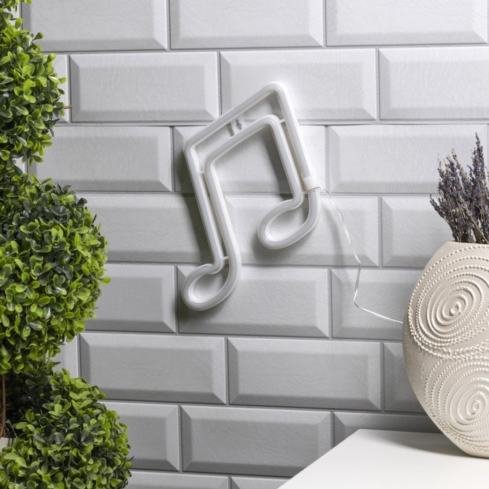 Неоновая вывеска &laquo;Ноты&raquo; 19 &times; 21 см, батарейки ААх3 (не в комплекте), USB, свечение голубое