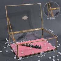 Органайзер для хранения &laquo;Кристалл&raquo;, с крышкой, стеклянный, 1 секция, 25 &times; 18,3 &times; 11 см, цвет прозрачный/медный/розовый