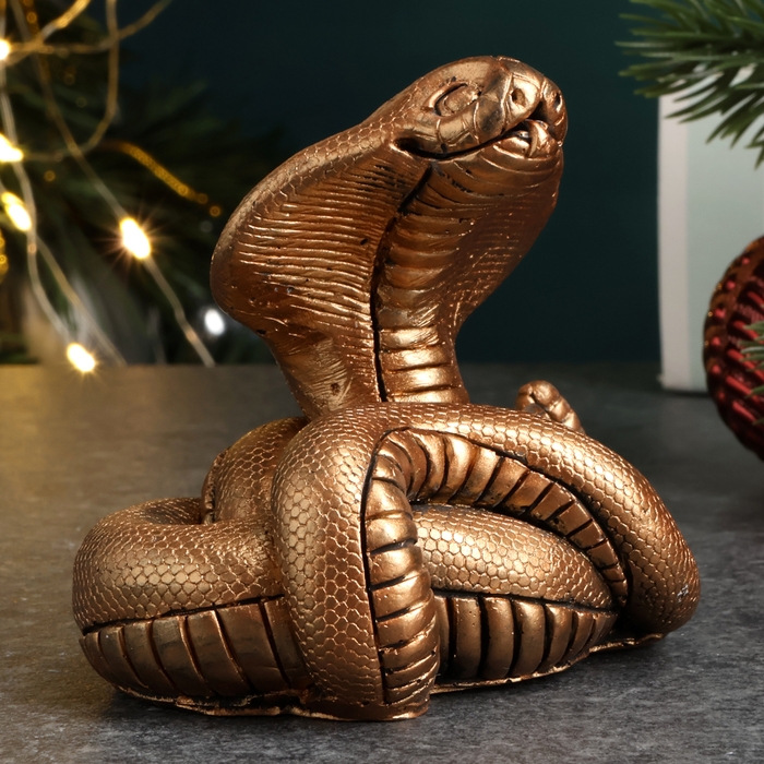 Новый год. Символ 2025. Фигура "Змея Кобра" бронза, 6х7х5см