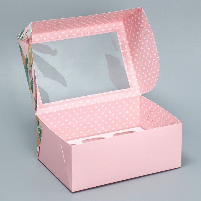 Коробка для капкейков, кондитерская упаковка двухсторонняя, 6 ячеек &laquo;Самая нежная&raquo;, 25 х 17 х 10 см