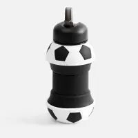 Складная бутылка для воды Football Flex, белая с черным Складная бутылка для воды Football Flex, белая с черным
