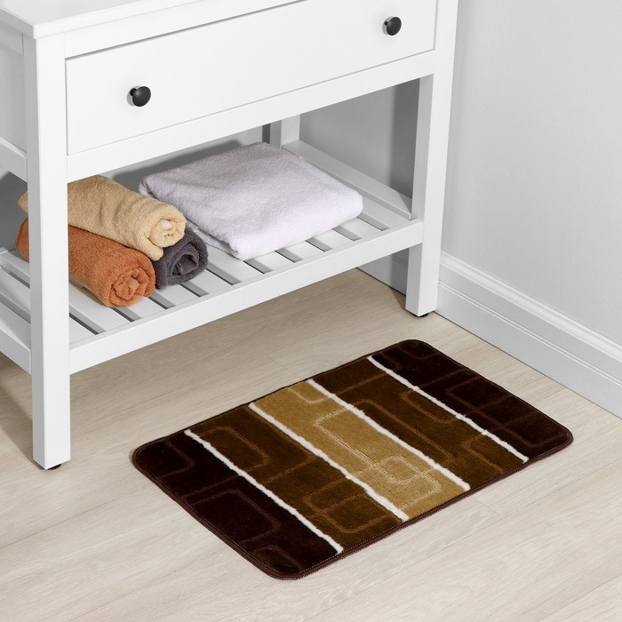 Коврик для ванной Доляна «Квадраты», 40×60 см, цвет коричневый Коврик для ванной Доляна «Квадраты», 40×60 см, цвет коричневый