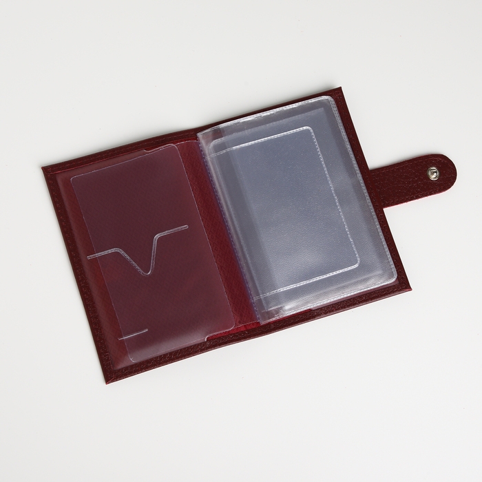 Обложка для автодокументов на кнопке, TEXTURA, цвет бордовый Обложка для автодокументов на кнопке, TEXTURA, цвет бордовый