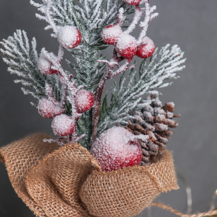 Декор "Яркий праздник, в мешочке" яблоко шишка, 26х10 см