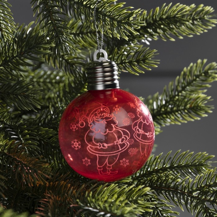 Ёлочный шар «Дед Мороз» красный, батарейки, 1 LED, свечение тёплое белое Ёлочный шар «Дед Мороз» красный, батарейки, 1 LED, свечение тёплое белое