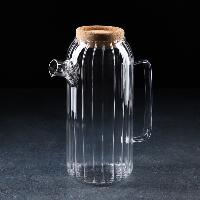 Кувшин стеклянный с пробковой крышкой «Эко», 1,6 л, 18×11×25 см Кувшин стеклянный с пробковой крышкой «Эко», 1,6 л, 18×11×25 см