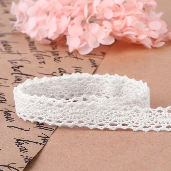 Кружево вязаное, 15 мм &times; 10 &plusmn; 1 м, цвет белый