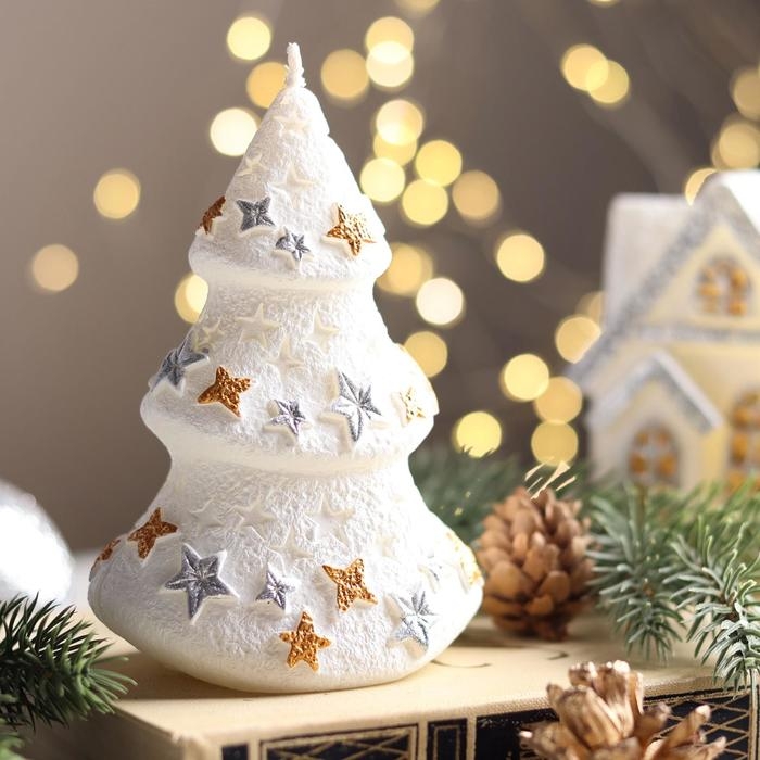 Свеча декоративная Свеча декоративная "Снежная ёлочка", 11,5х7,5х6 см, белый