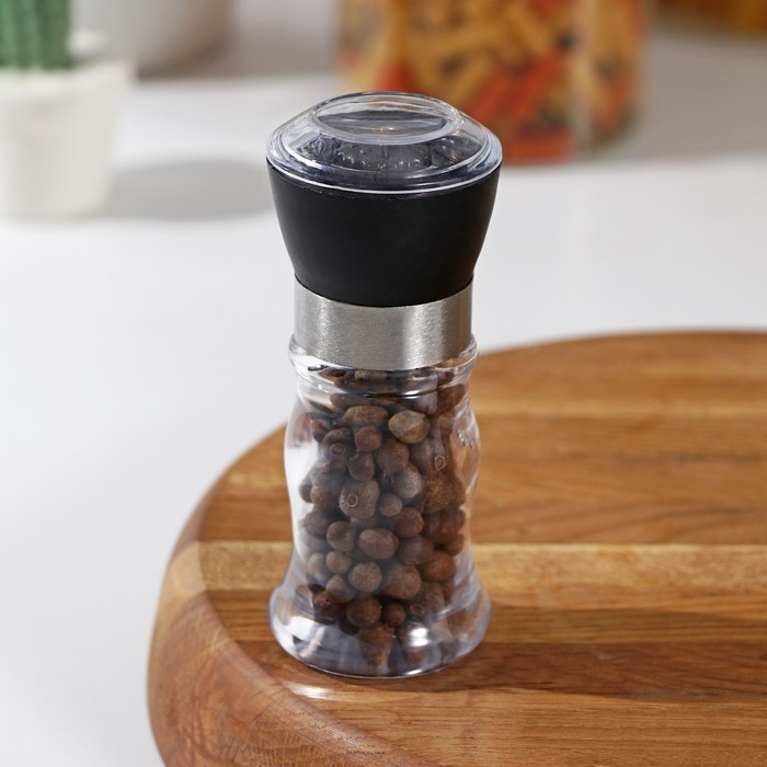 Мельница для специй Доляна &laquo;Рэйн&raquo;, 12&times;5 см, керамический механизм, цвет прозрачный