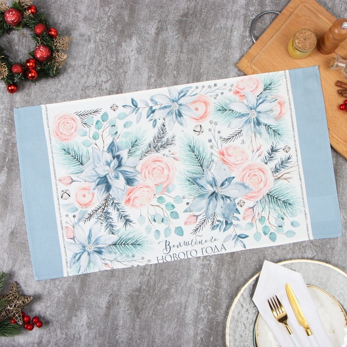 Полотенце Полотенце "Этель" Christmas flowers 40х73 см, СОРТ 2, 100% хл, саржа 190 гр/м2