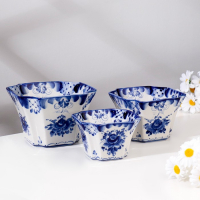 Набор салатников "Гранённый", 3 шт, 350 мл, 650 мл, 1 л, гжель