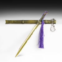 Сувенирное оружие подвесное мини "Меч в стиле аниме", брелок, 20 см, золотой с фиолетовым Сувенирное оружие подвесное мини "Меч в стиле аниме", брелок, 20 см, золотой с фиолетовым