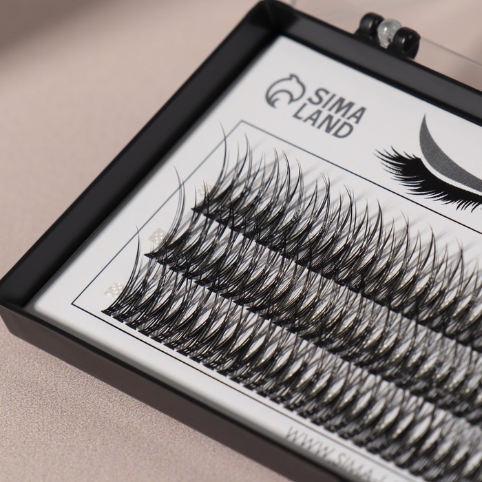 Набор накладных ресниц &laquo;Ласточкин хвост&raquo;, пучки, 14 мм, толщина 0,1 мм, изгиб С, 12 D