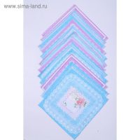 Платок носовой женский 28х28см, 12шт, рис 5485-2 (роз-гол) микс, ситец 100г/м, хл100%