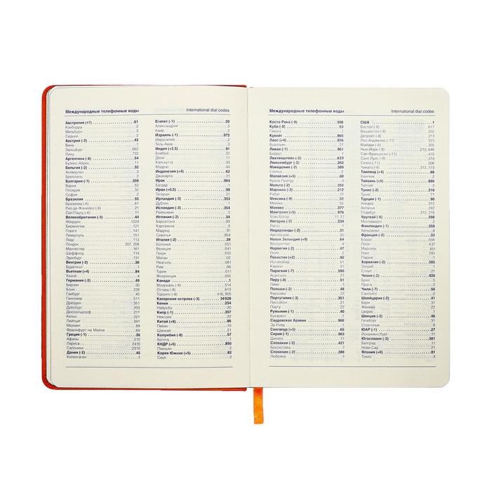 Ежедневник недатированный A5, 140л, клетка, кожзам, на резинке, черный срез, Оранжевый