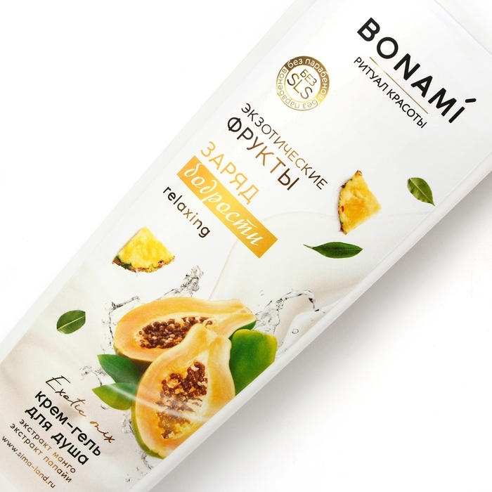 Гель для душа с экстрактом манго и папайи, заряд бодрости, 400 мл, аромат экзотических фруктов, BONAMI Гель для душа с экстрактом манго и папайи, заряд бодрости, 400 мл, аромат экзотических фруктов, BONAMI