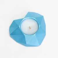 Свеча "Сердце. Мрамор" в подсвечнике из гипса с гранями, 8х7,5х2,5см,голубой Свеча "Сердце. Мрамор" в подсвечнике из гипса с гранями, 8х7,5х2,5см,голубой