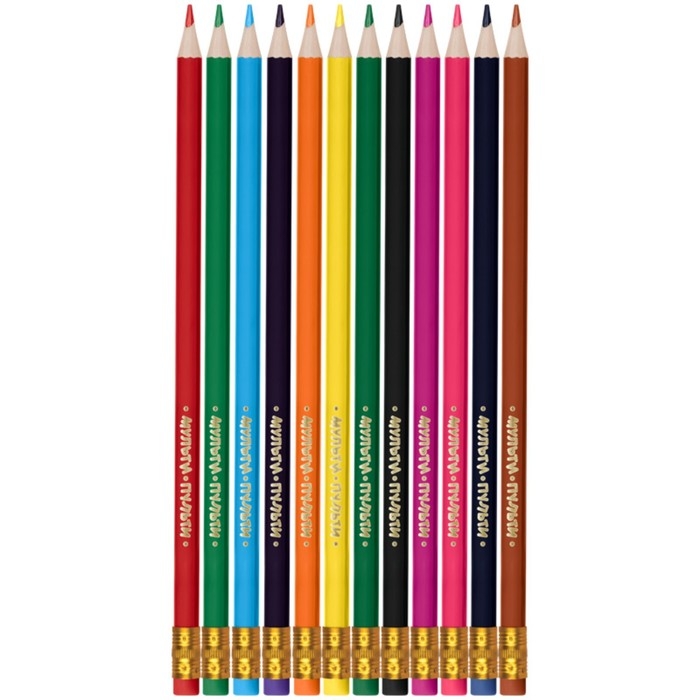 Карандаши 12 цветов Мульти-Пульти Карандаши 12 цветов Мульти-Пульти "Енот в Венеции", пластиковые, с ластиком, стираемые, картонная упаковка, европодвес