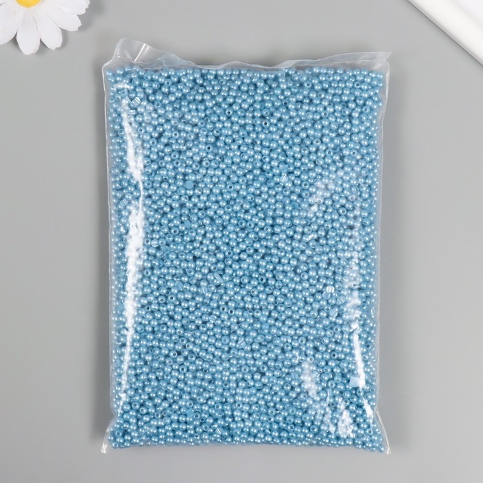 Набор бусин "Жемчуг" d 4 мм, 250 гр, тёмно-голубой