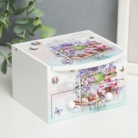 Шкатулка дерево с зеркалом "Тележка с цветами" 10,5х10,8х7 см Шкатулка дерево с зеркалом "Тележка с цветами" 10,5х10,8х7 см